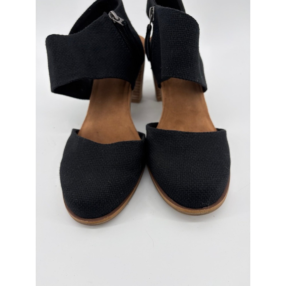 TOMS Majorca Sandal, Black Slingback Side Zip Closed Toe Block Heel, Sz 10 - Picture 2 of 9